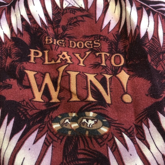 Vintage Big Dogs Hawaiian Shirt Big Dogs Play to Win Poker Hand Men’s XL - Picture 7 of 13